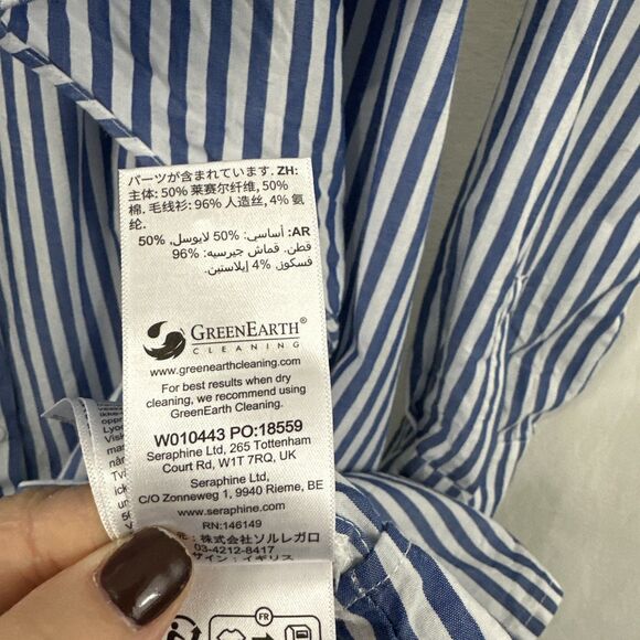 Seraphine Striped Button Maternity Shirt Dress Women’s Size 4 - Picture 9 of 9